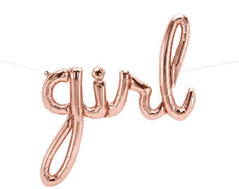 Girl Balloon Rose Gold Script - Air Fill Only
