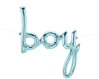 Boy Balloon Blue Script - Air Fill Only