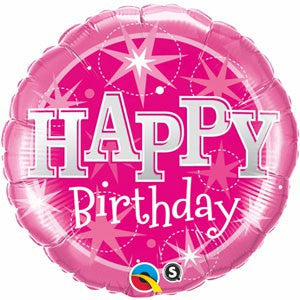 Happy Birthday Balloon Pink Sparkle