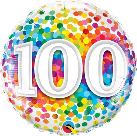 100th Birthday Balloon Rainbow Confetti / Bouquet
