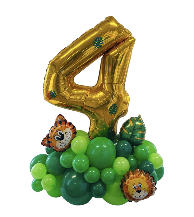 Safari Themed Balloon Arrangement With Mini Animals - Choose Your Age