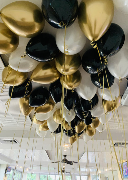 Black, White & Gold Helium Balloons - Choose Your Amount