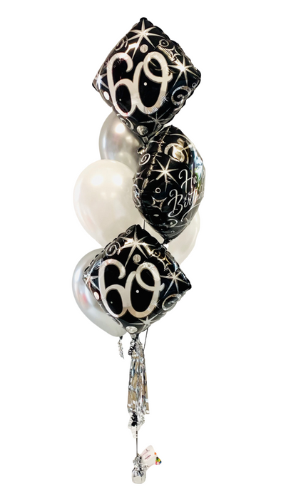 Black & Silver Foil Balloon Bouquet - Choose your age