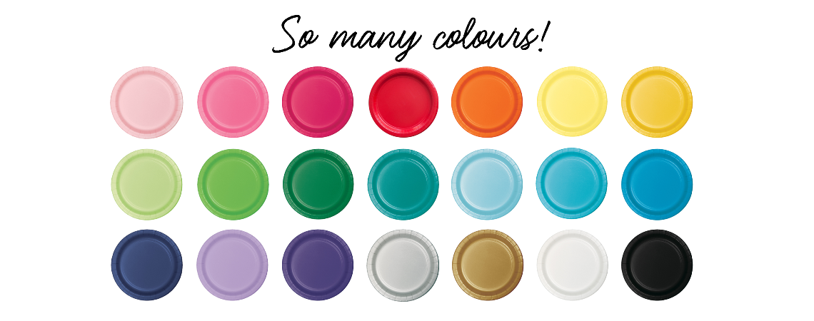 coloured paper plates, coloured plastic plates