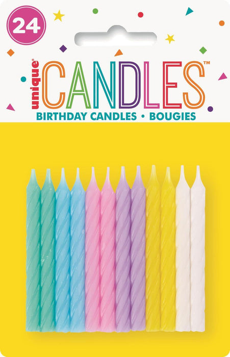 Spiral Pastel Candles Pack 24