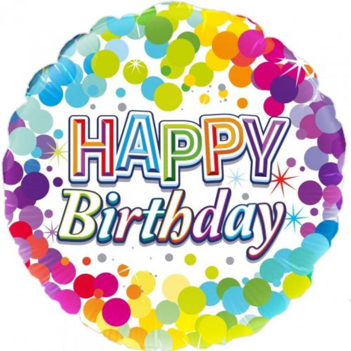 Happy Birthday Rainbow Confetti Foil Balloon / Bouquet