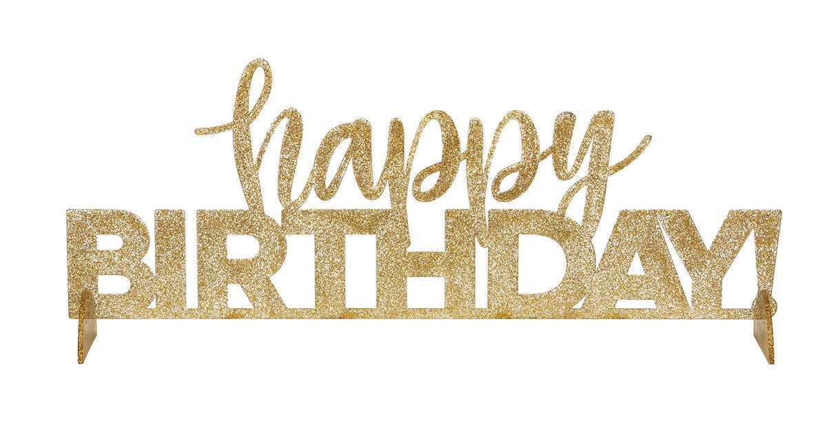 Happy Birthday Plasctic Glitter Sign