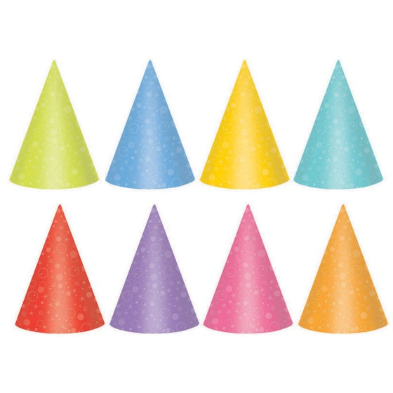 Party Hats Assorted Colours |  Stars & Swirls 24pk