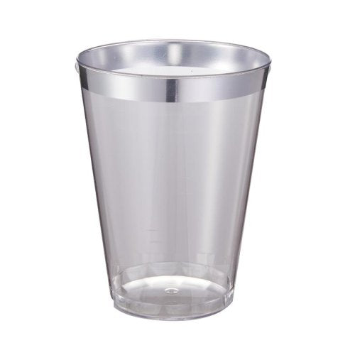 Plastic Tumbler Silver Trim 200ml Pk12