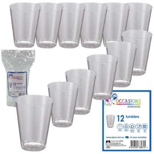 Plastic Tumblers Cear - Reusable 12pk