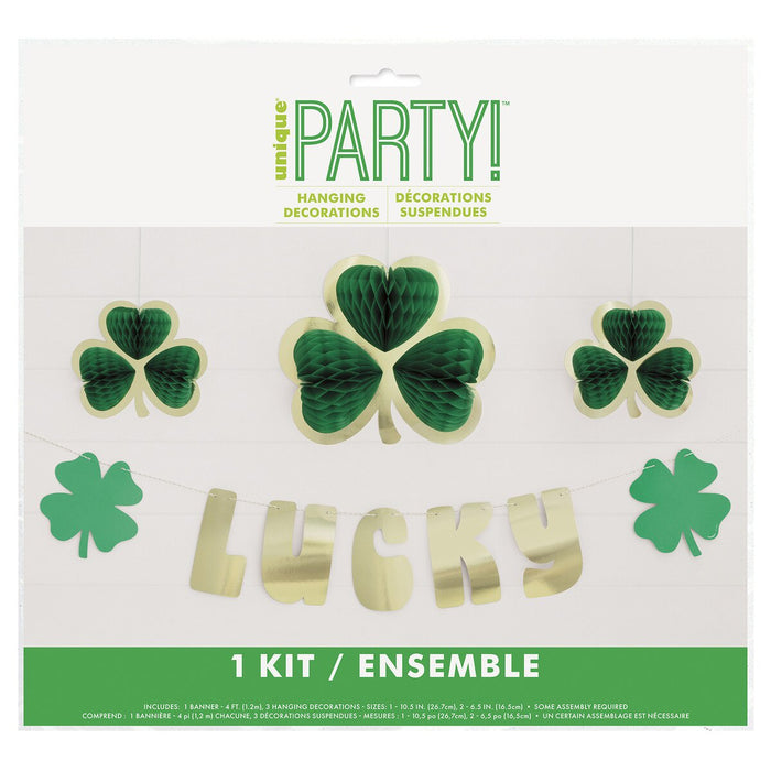 St Patricks Days Lucky Banner & Hanging Decoration Kit