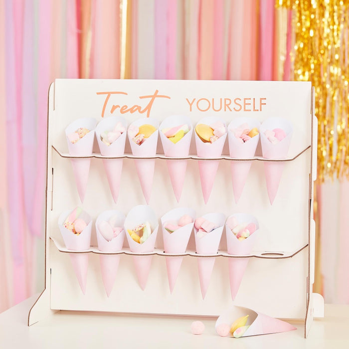 Treat Stand With Cones - Rose Gold Foil