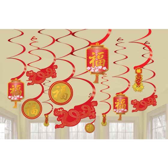 Chinese New Year Hanging Swirls 12pk