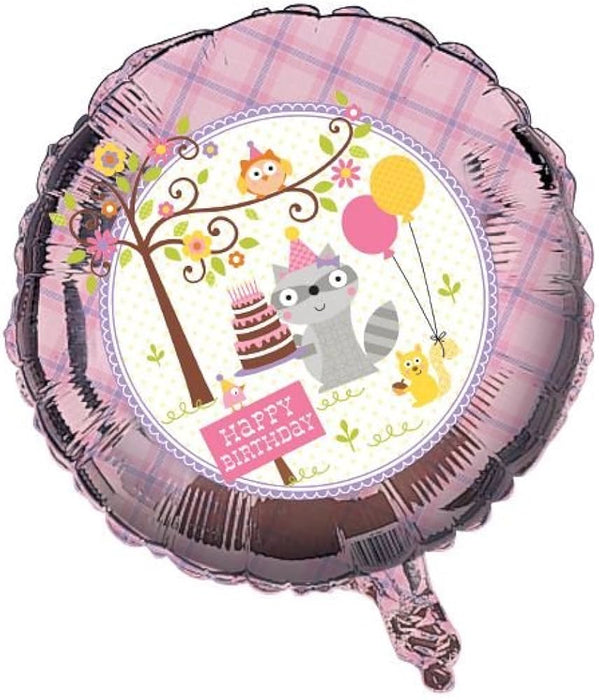 Woodland Animals (Pink) Foil Balloon - CLEARANCE ITEM