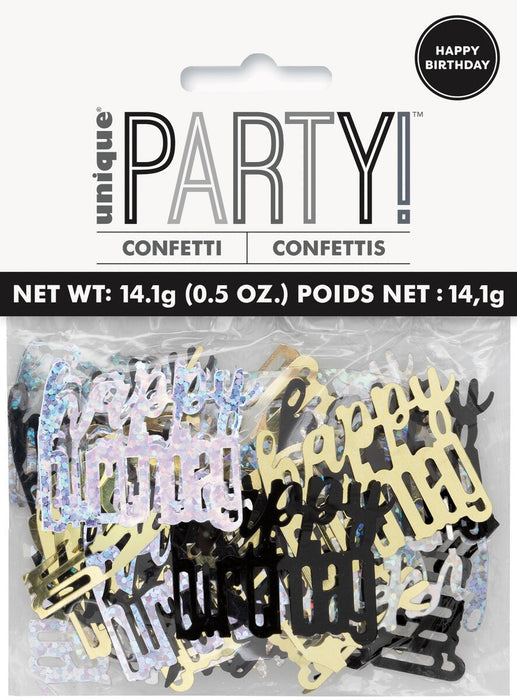 Happy Birthday Confetti - Black / Silver / Gold