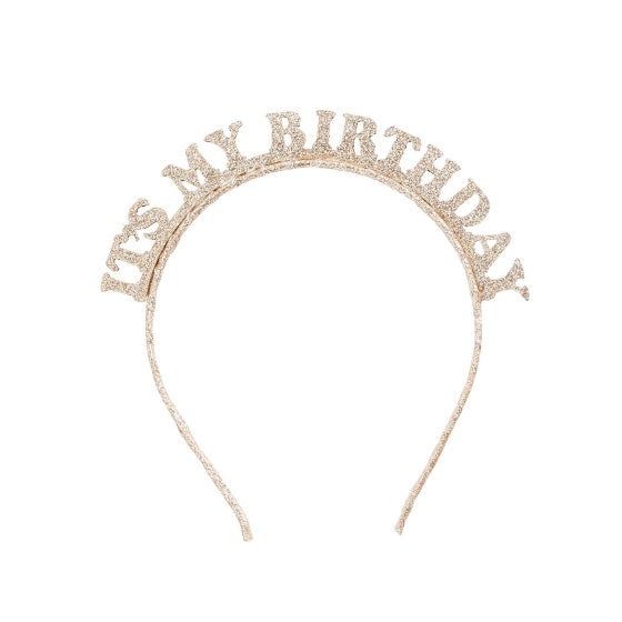 Its My Birthday Headband - Gold Glittered