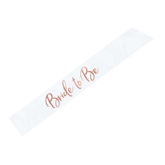 Bride to Be Sash - White & Rose Gold