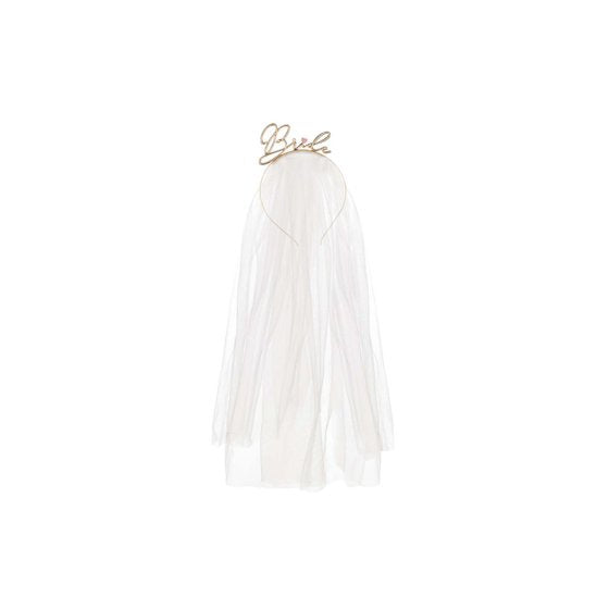 Bride Gold Metal Headband with veil