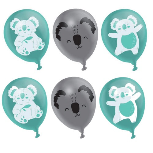 Koala Latex Balloons 6pk - CLEARANCE