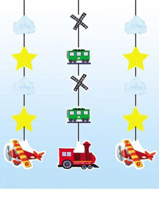 Planes, Trains & Automobile Hanging Decorations  | 3pk