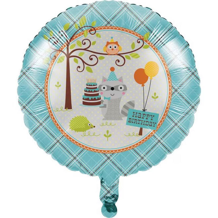 Woodland Animals (blue) Foil Balloon - CLEARANCE ITEM