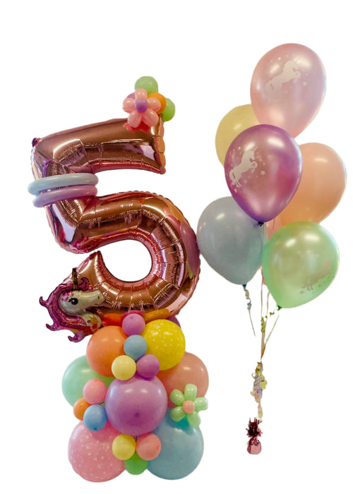 Unicorn Themed Balloon Bouquet/Base- Choose Your Age