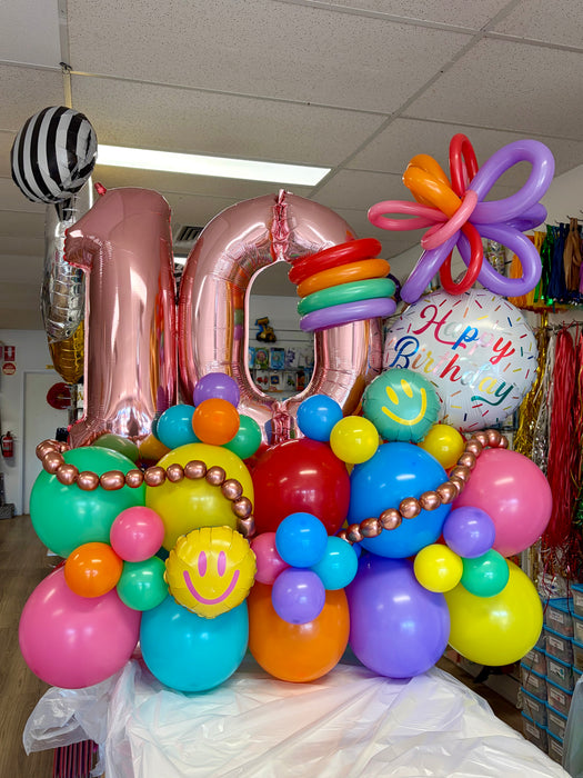 Large Double Digit Large Balloon Bouquet/Base - Choose Your Age