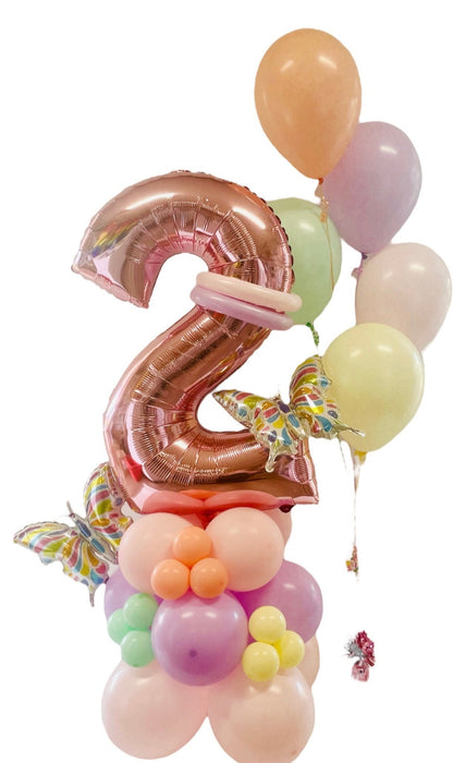 Pastel Butterfly Number Balloon base & Bouquet - Choose Your Number & Theme