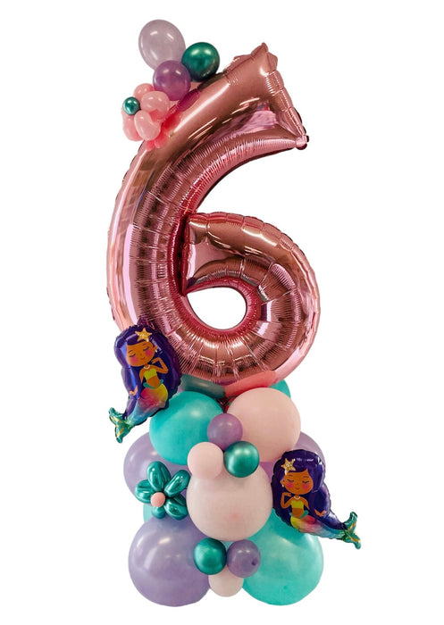 Mermaid Themed Number Balloon Base - Choose Your Age