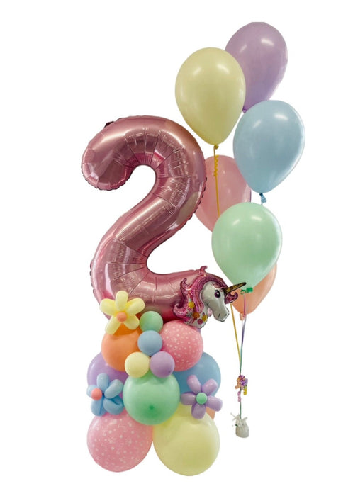 Unicorn Themed Number Balloon Base - Choose Your Age