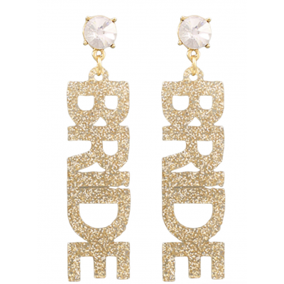 Bride Earrings - Acrylic Glitter Darfk Gold