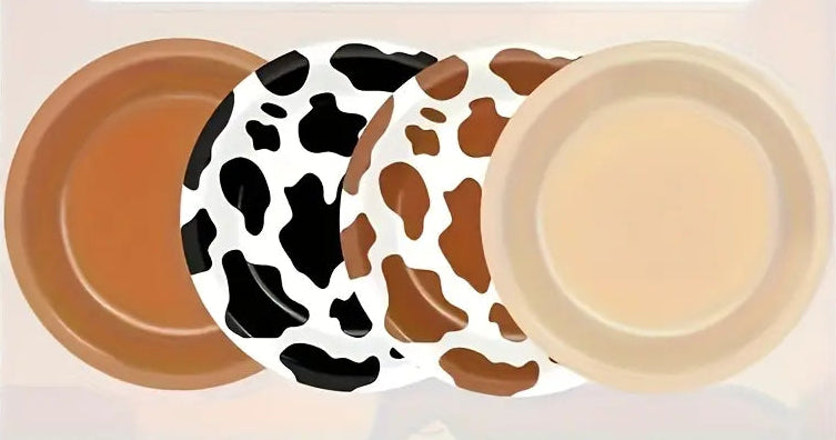 Western Cow Print Mixed Paper Snack Plates 8pk