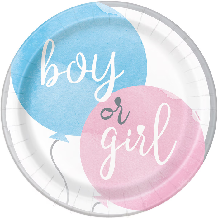 Gender Reveal Paper Dinner Plates 8pk
