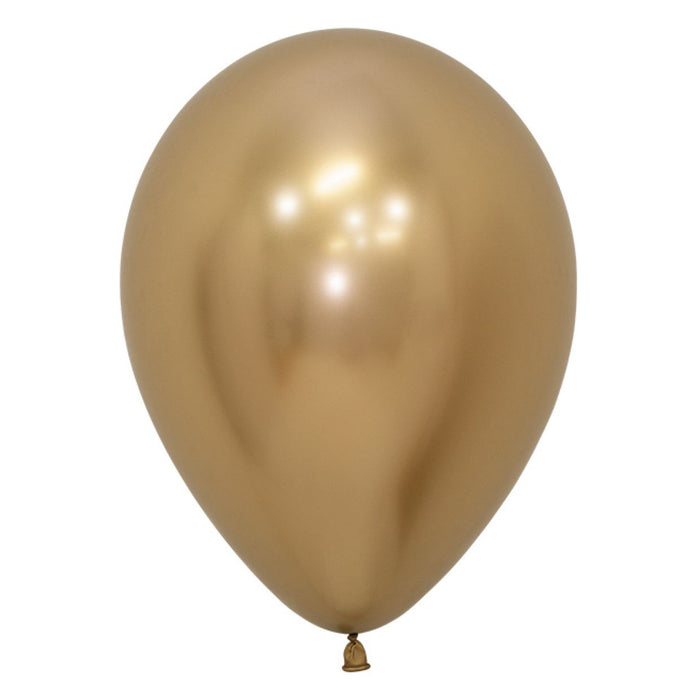 Reflex Gold Balloons ~ Singles ~ Pack ~ Helium Filled ~ Flat