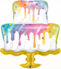 Rainbow Cake Large Shape Balloon - Helium Filled or Flat