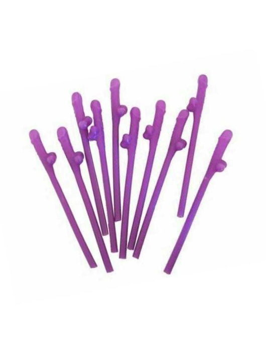 Penis Straws Purple Pk10