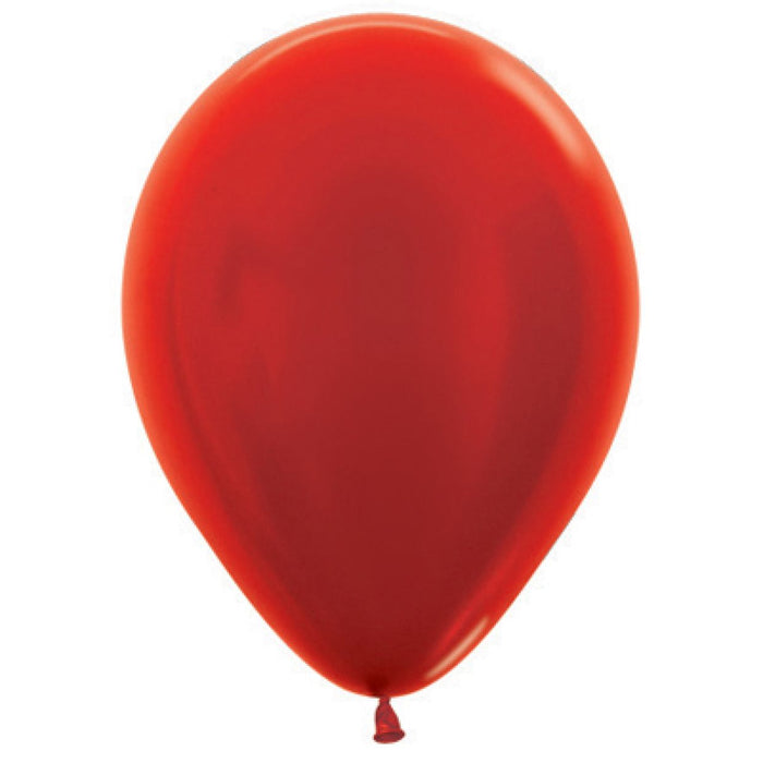 Red Balloon Metallic/Pearl  ~ Singles ~ Pack ~ Helium Filled ~ Flat