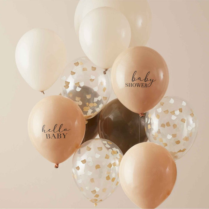 Baby Shower Teddy Confetti Balloons 11PK