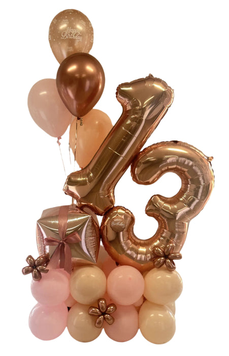 Large Number Balloon with Base and Helium Bunch