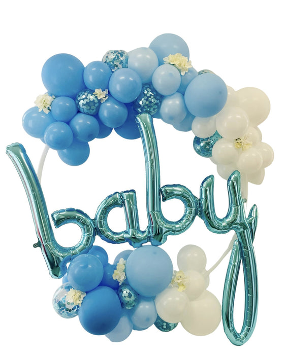 Baby Balloon Hoop With Flowers - Boy Or Girl