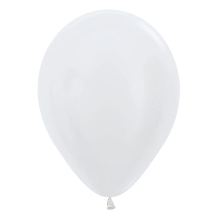 White Balloons Metallic/ Pearl ~ Singles ~ Pack ~ Helium Filled ~ Flat