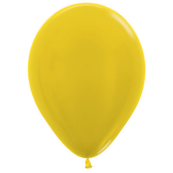 Yellow Balloons Metallic/ Pearl~ Singles ~ Pack ~ Helium Filled ~ Flat