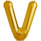 Large Letter V Balloon - Gold