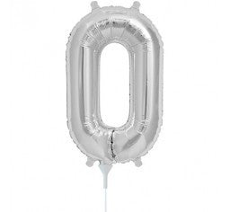 Small Number Balloon 0 - 41cm Silver - Air filled only