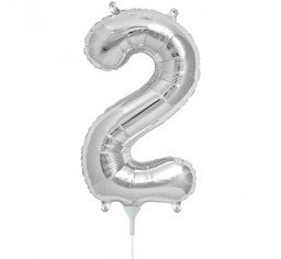 Small Number Balloon 2 - 41cm Silver - Air filled only