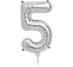 Small Number Balloon 5 - 41cm Silver - Air filled only