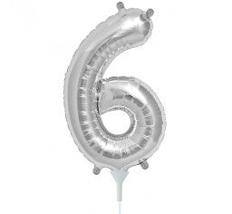 Small Number Balloon 6 - 41cm Silver - Air filled only