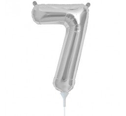 Small Number Balloon 7 - 41cm Silver - Air filled only