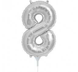 Small Number Balloon 8 - 41cm Silver - Air filled only