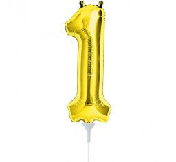 Small Number Balloon 1 - 41cm Gold - Air filled only